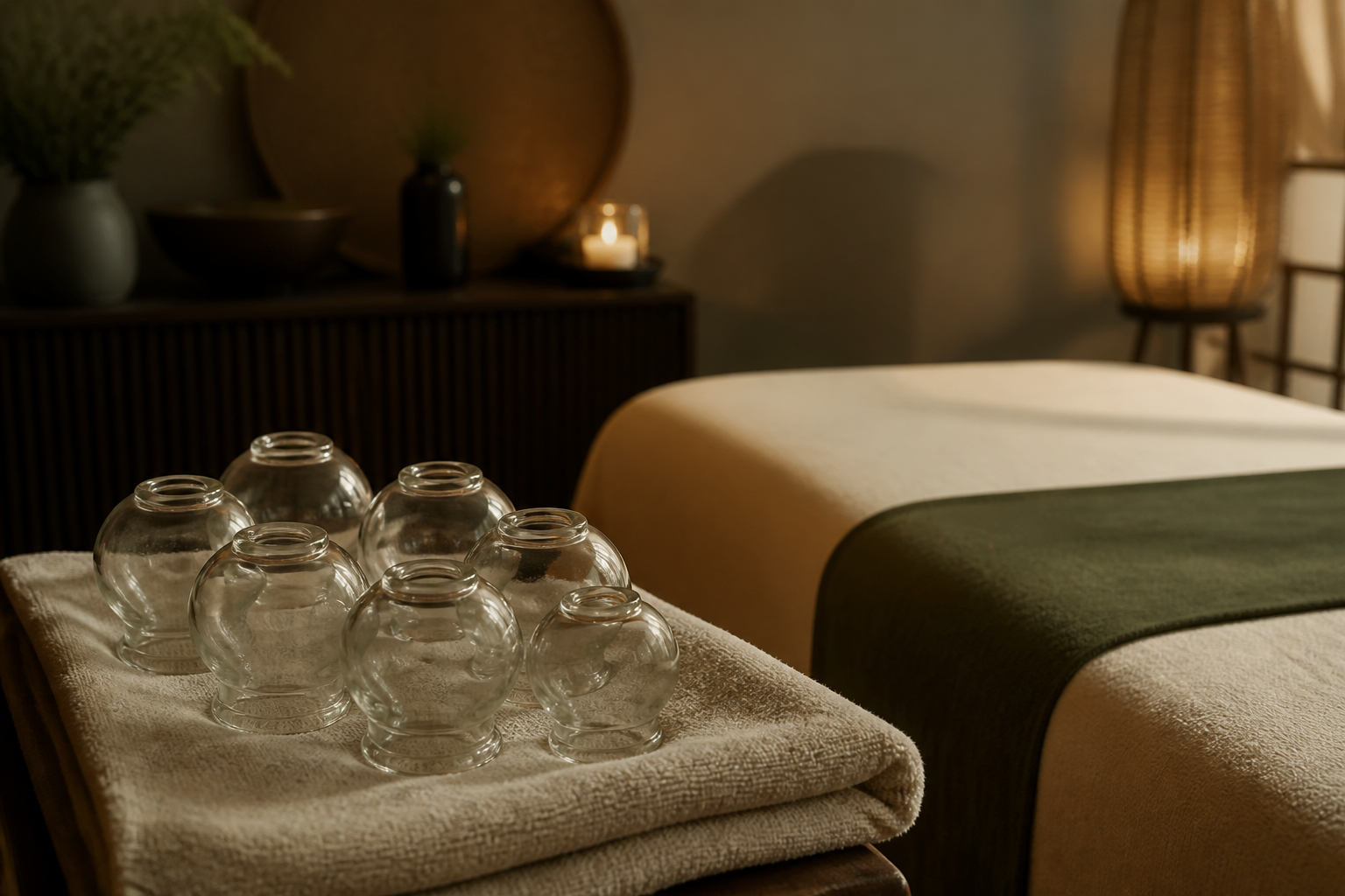 Cupping tools prepared for massage